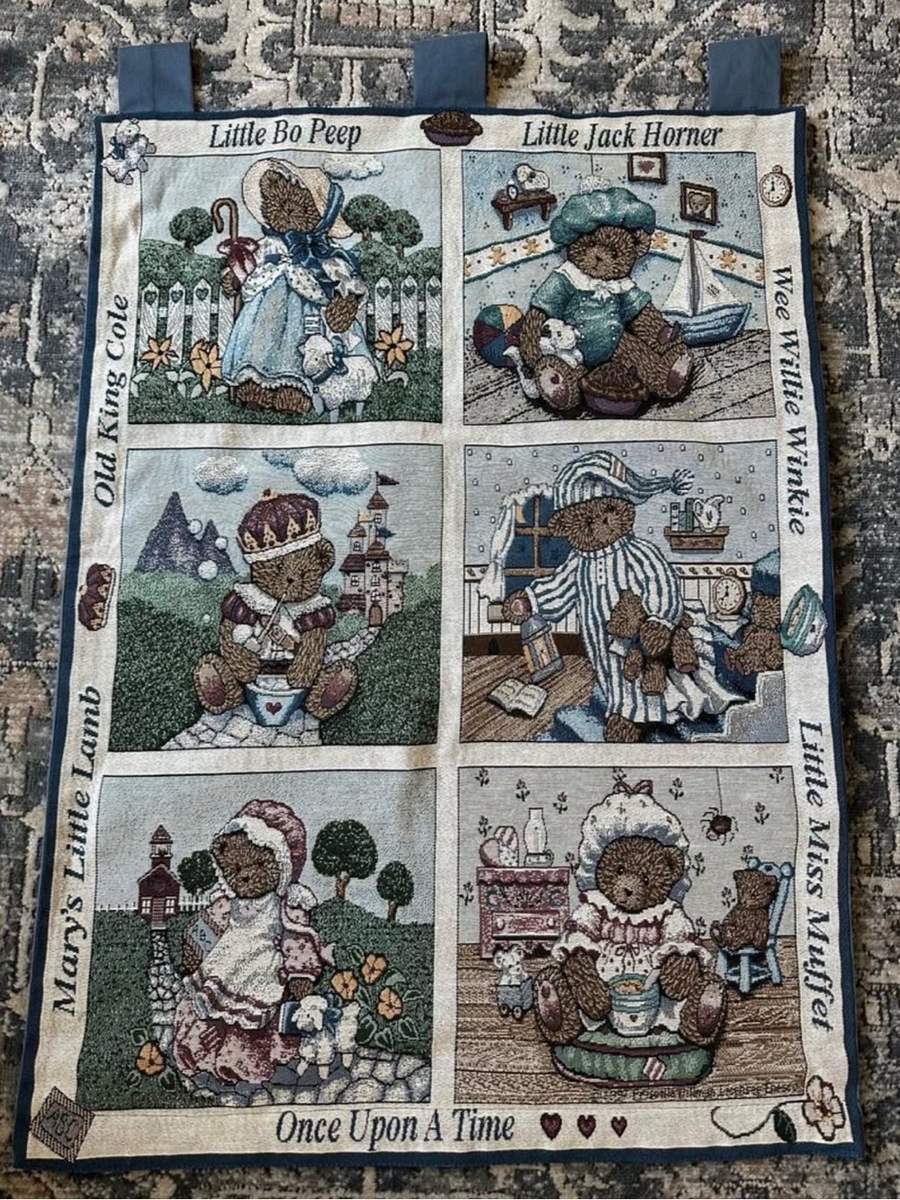 Once Upon A Time Nursery Wall Hanging - Blue/Tan Storybook Bears